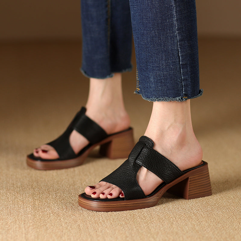 peep toe leather high heel sandals, view 9 - MRSLM