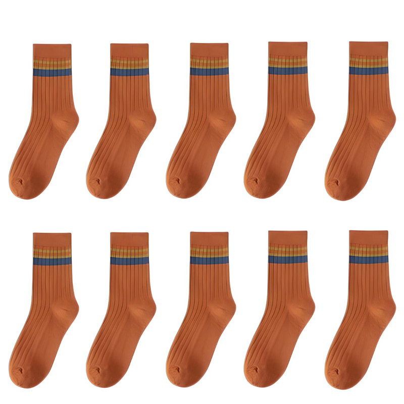 10 pares de meias listradas de algodão para homem