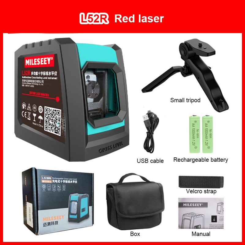 360° 2-Line Laser Level with Tripod and Battery – Self-Leveling Horizontal and Vertical Cross