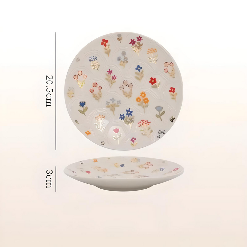 elegant floral ceramic plate, view 2 - MRSLM