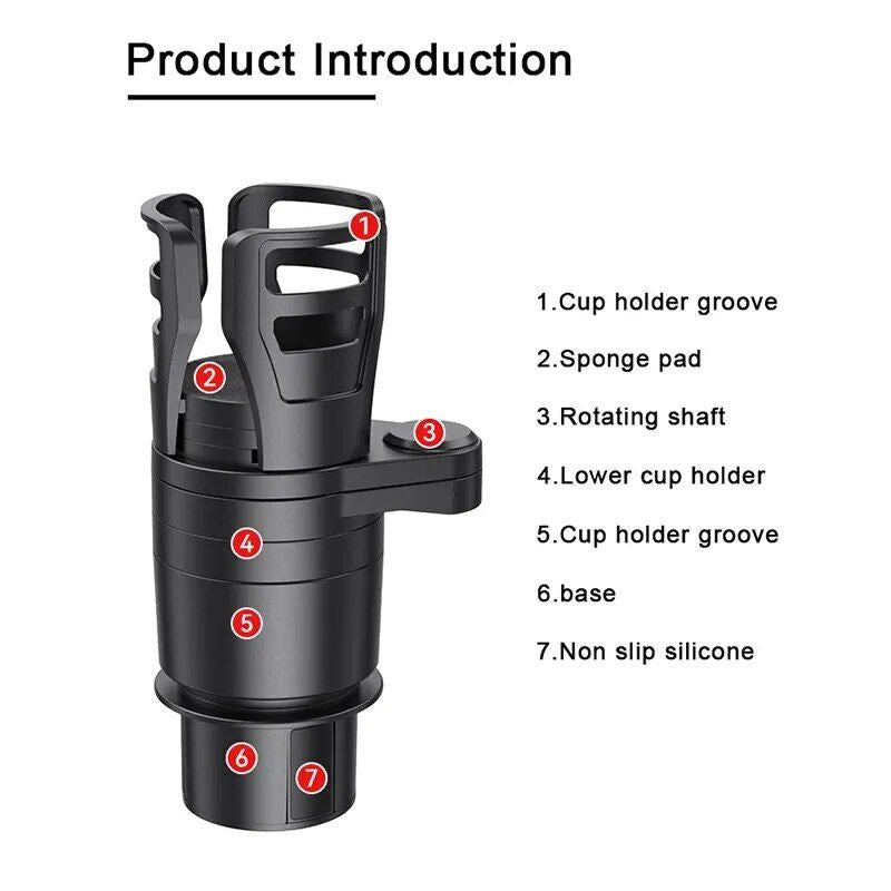 4-in-1 rotatable car cup holder expander, view 8 - MRSLM