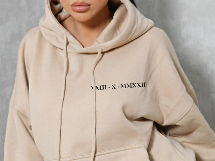 Women's Roman Numeral Printed Hoodie