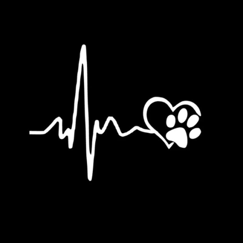 cute ecg heart and paw car decal, view 2 - MRSLM