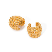 18k pvd plated honeycomb shaped ear clips - MRSLM