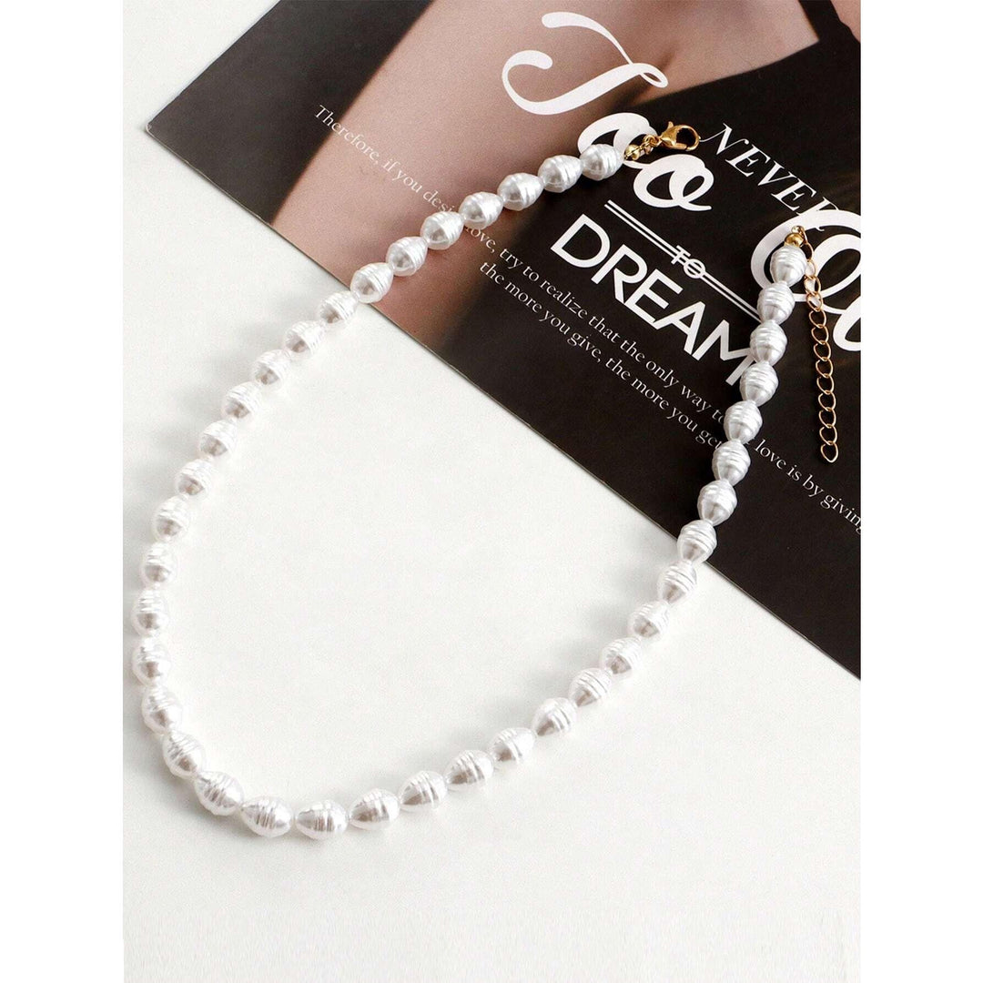 Elegant Imitation Pearl Heart Pendant Necklace