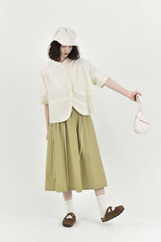 retro patchwork lapel short sleeve shirt, view 7 - MRSLM