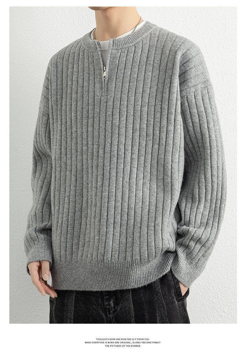 Men's half-zip textured knit sweater, view 6 - MRSLM