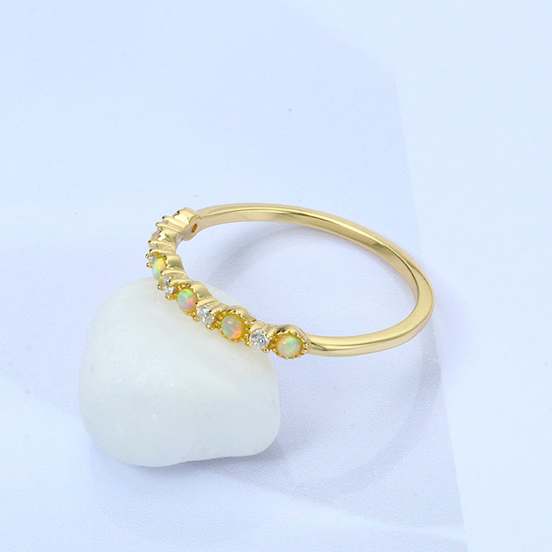 s925 silver simple opal ring, view 2 - MRSLM