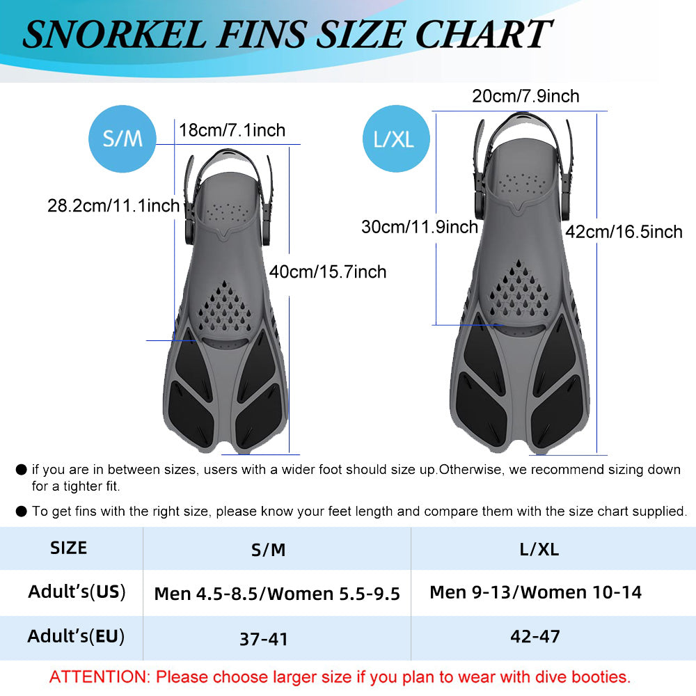 Adjustable Open Heel Snorkel Fins