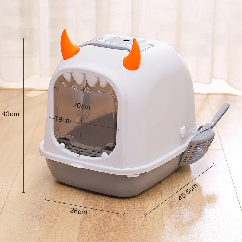 clamshell cat litter box, view 2 - MRSLM