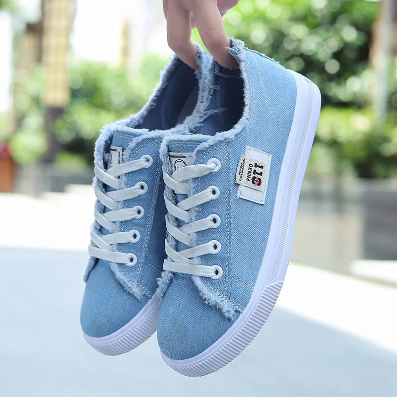 women's canvas flat sneakers, view 3 - MRSLM