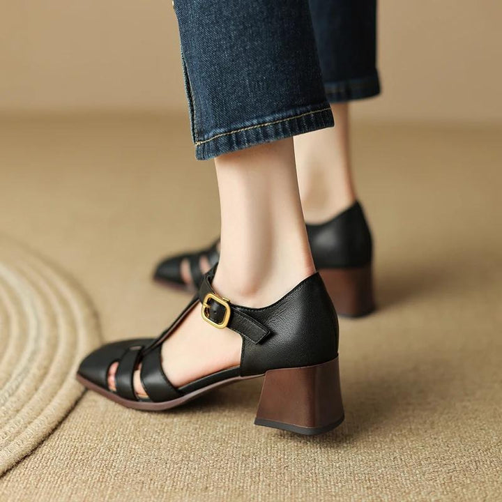 Summer Retro T-Strap Thick Heel Gladiator Sandals for Women