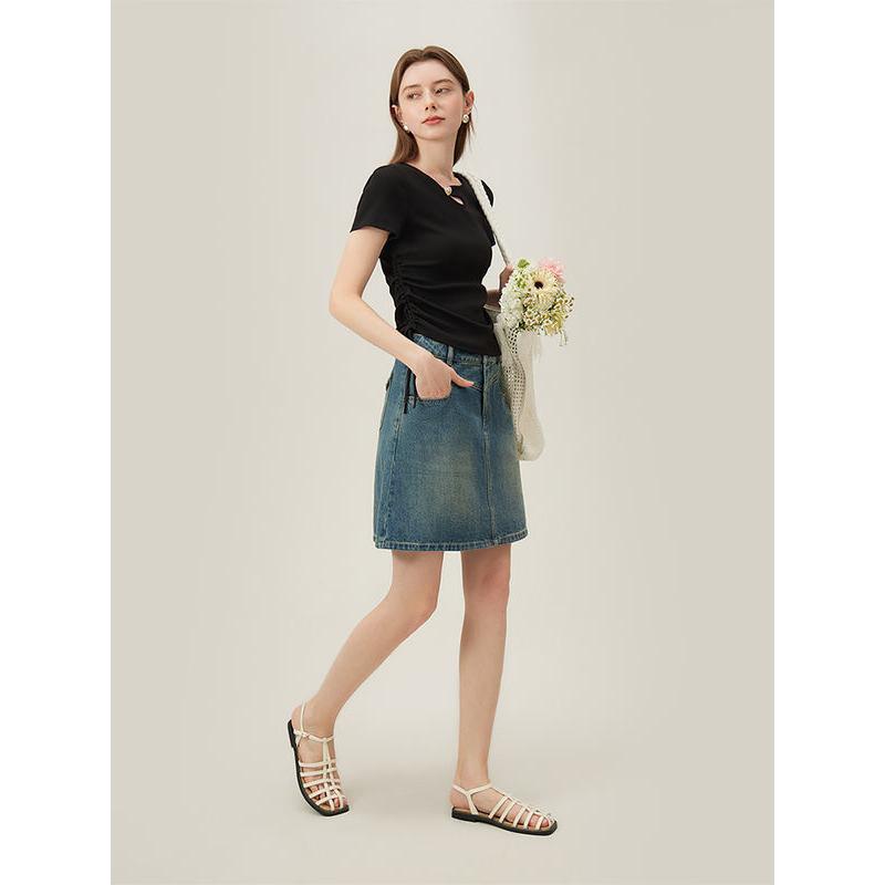 Academy style denim skirt, view 6 - MRSLM