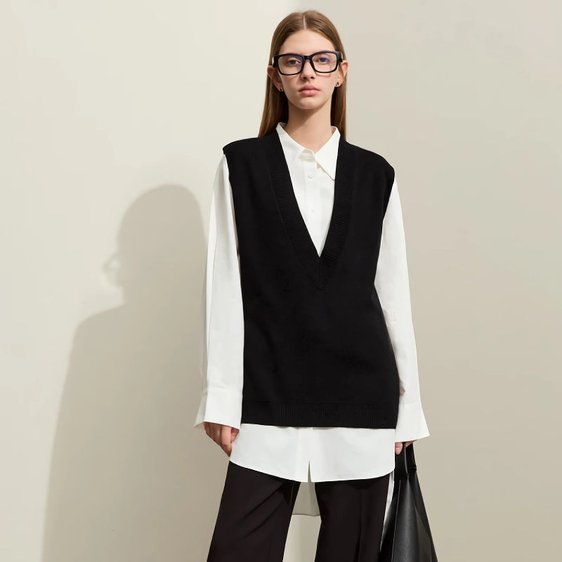 minimalist wool knitted vest, view 3 - MRSLM
