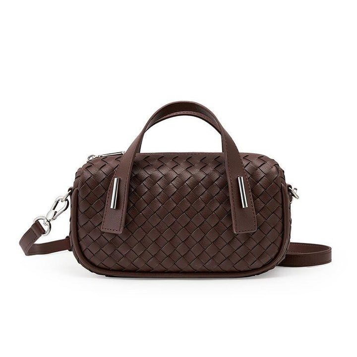 Woven Leather Crossbody Pillow Bag – Retro European Style