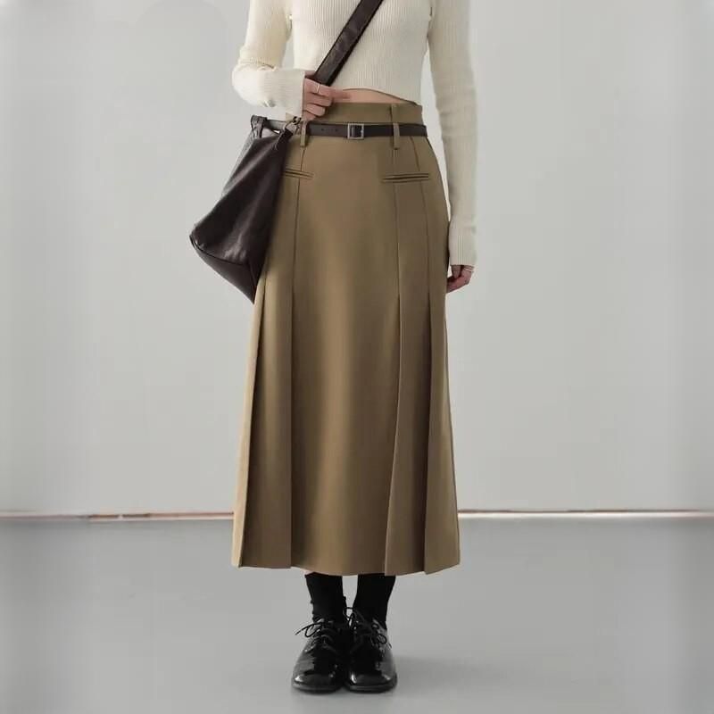 high waist pleated a-line skirt - MRSLM