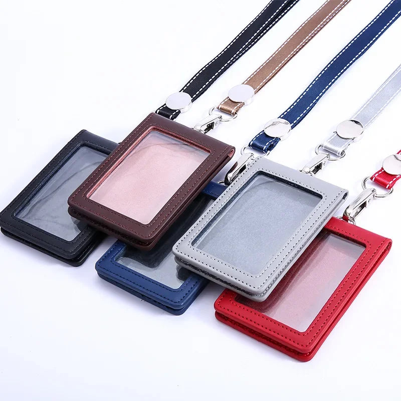 pu leather id holder with neck strap, view 7 - MRSLM