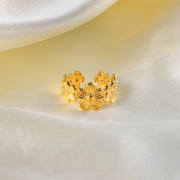 adjustable gold flower ring, view 6 - MRSLM