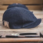 vintage denim newsboy cap, view 2 - MRSLM