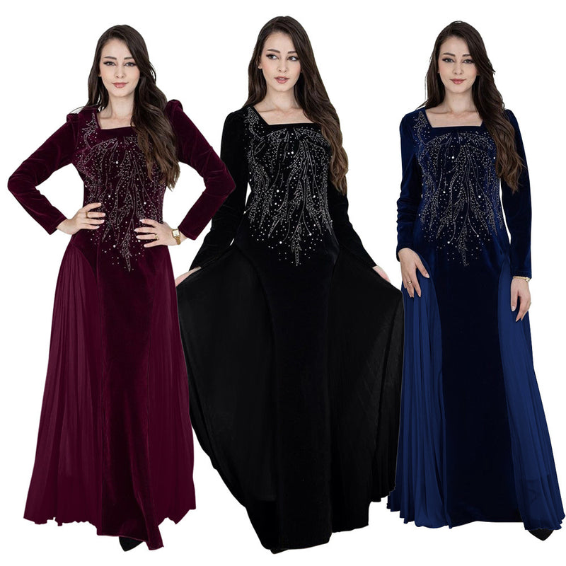 women's chiffon rhinestone evening dress, view 2 - MRSLM