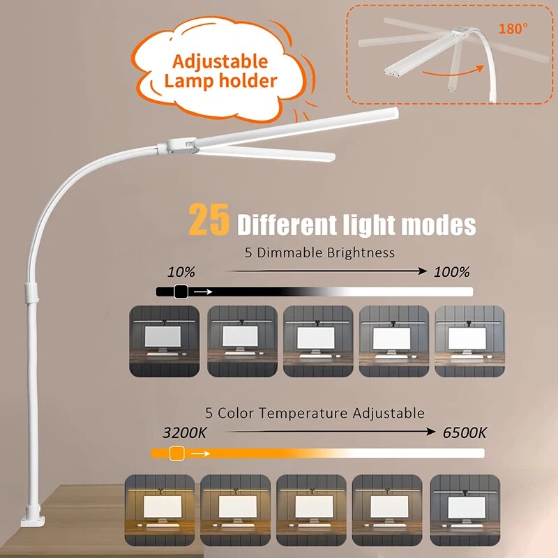double head LED desk lamp, view 7 - MRSLM