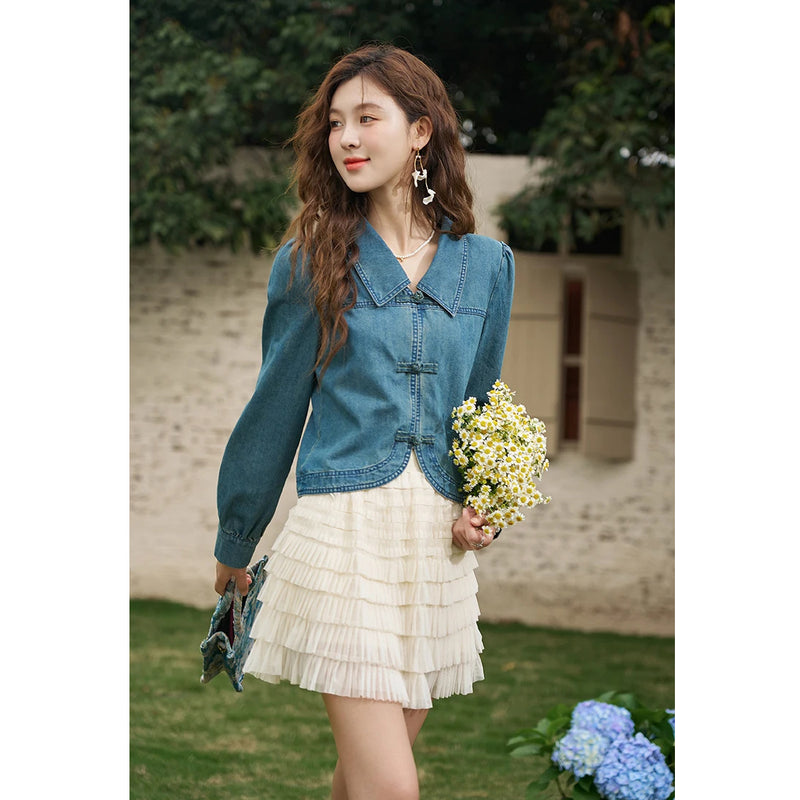 women's casual denim shirt, view 4 - MRSLM