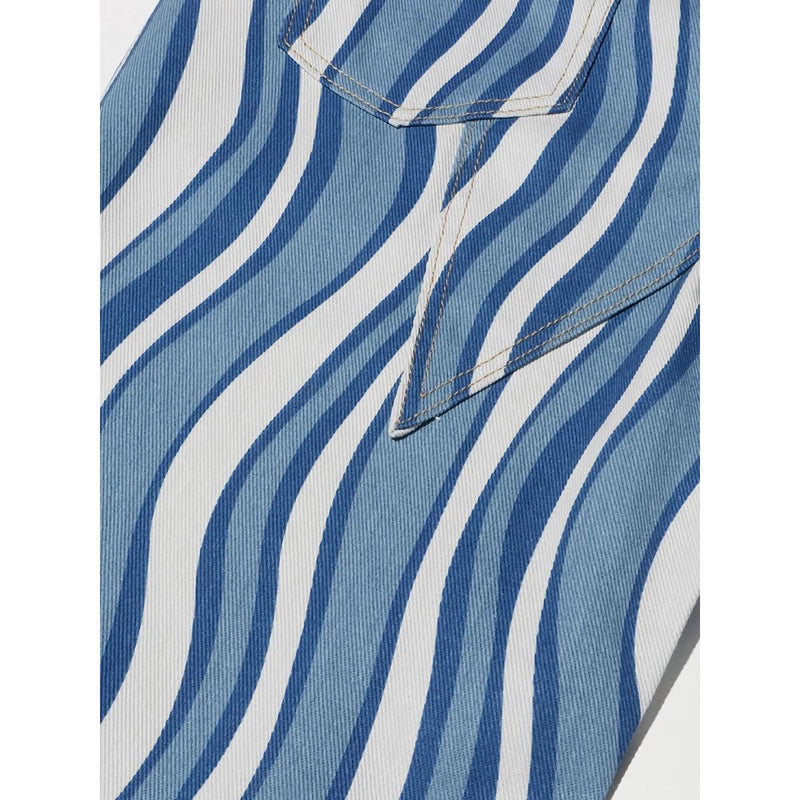 high-waist striped denim trousers, view 11 - MRSLM