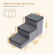 foldable pet steps with storage, view 3 - MRSLM