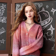 gradient v-neck cardigan sweater, view 7 - MRSLM