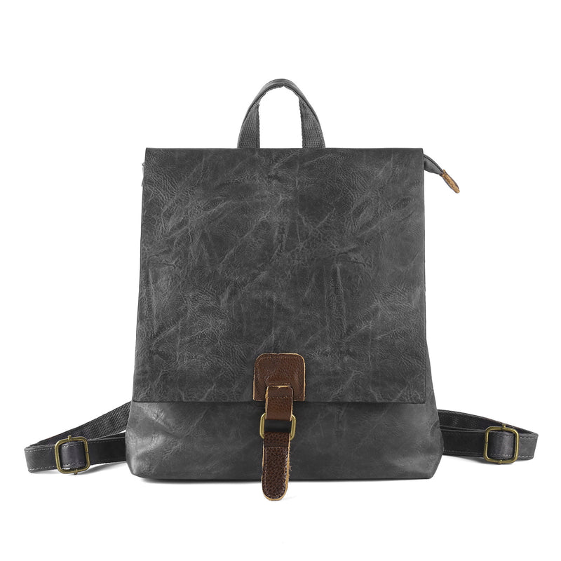 Mochila retrô multifuncional de couro com grande capacidade