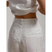 cotton linen summer vest and pants set, view 6 - MRSLM