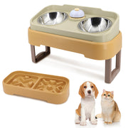 3-in-1 adjustable stainless steel elevated pet bowl set, view 2 - MRSLM