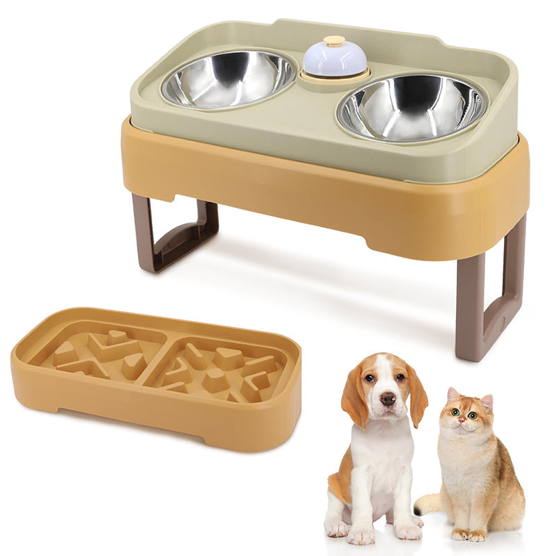 3-in-1 adjustable stainless steel elevated pet bowl set, view 2 - MRSLM