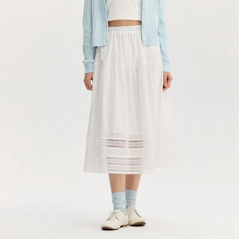 elegant lace hem midi skirt - MRSLM