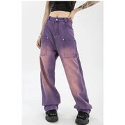 purple wide leg jeans, view 3 - MRSLM