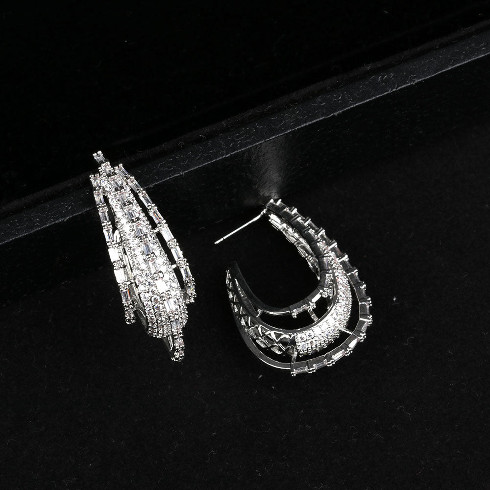 Superflash Zircon Multi-layer Three-dimensional Elegant Earring