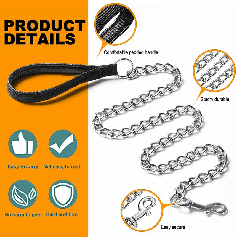 Chrome plated heavy duty dog leash, view 3 - MRSLM