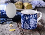 european blue and white ceramic mug, view 3 - MRSLM