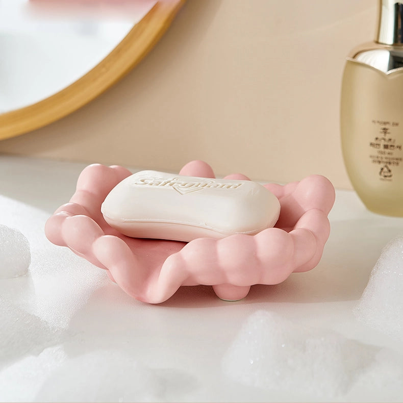 ceramic cloud drain soap dish, view 3 - MRSLM