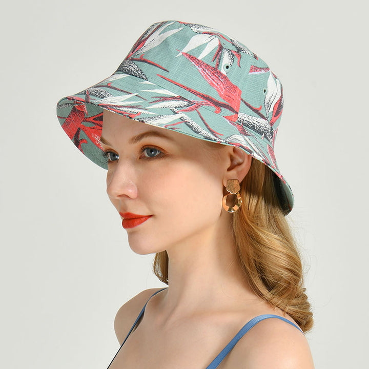 Unisex Floral Cotton Bucket Hat for Sun Protection