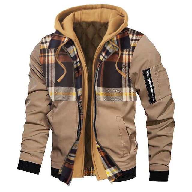 Dicke, einfarbige Herren-Kapuzenjacke in Übergröße für Herbst und Winter – ideal für Herbst und Winter.