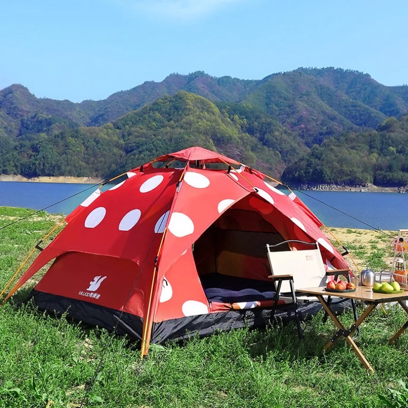 polka dot mushroom camping tent, view 6 - MRSLM