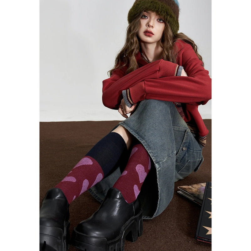 Rote Fleece-Hoodies für Damen