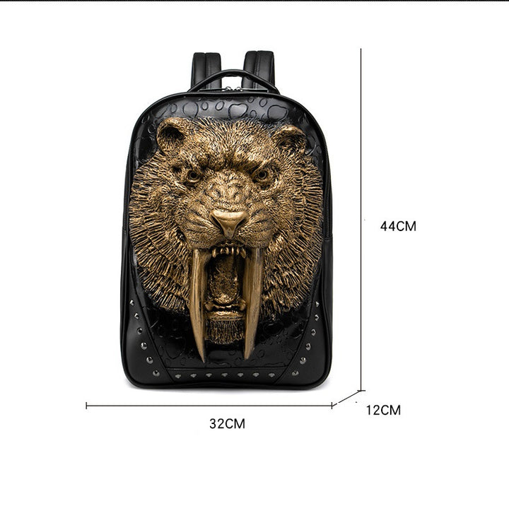 Embossed Three-dimensional Tiger Head Animal Travel Backpack Student Trend Schoolbag