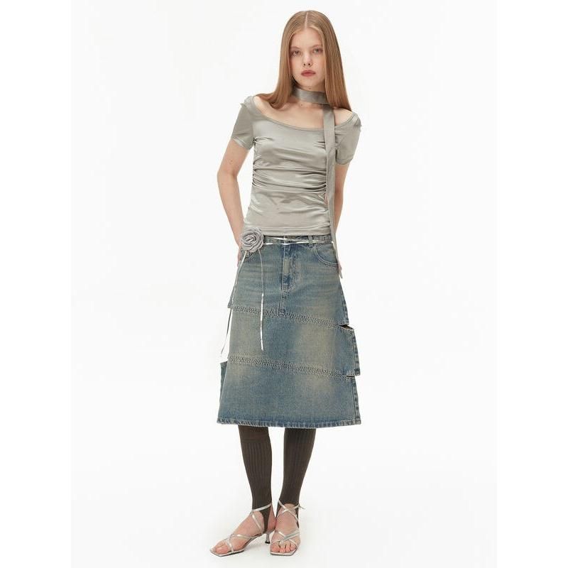Metallic Silver Pleated Tank Top