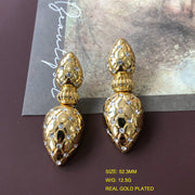 gold gemstone water drop stud earrings, view 3 - MRSLM