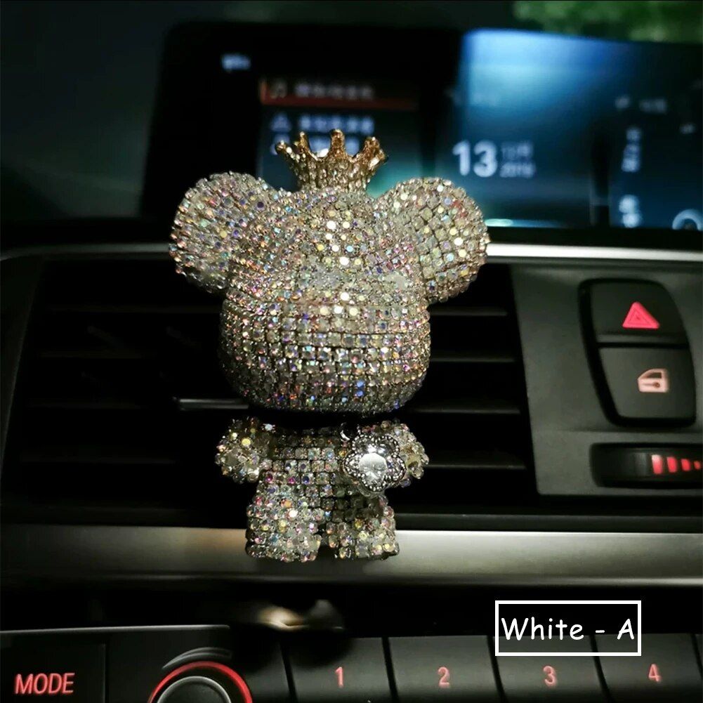 Cute Bear Car Air Vent Perfume Clip with Dazzling Rhinestone
