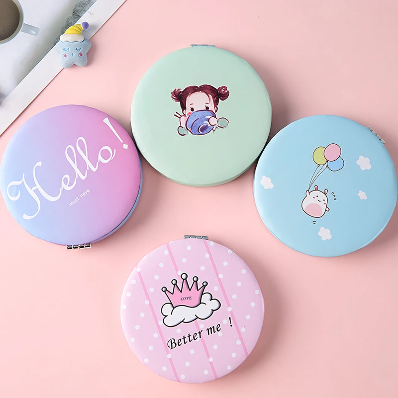 portable cartoon foldable makeup mirror, view 7 - MRSLM