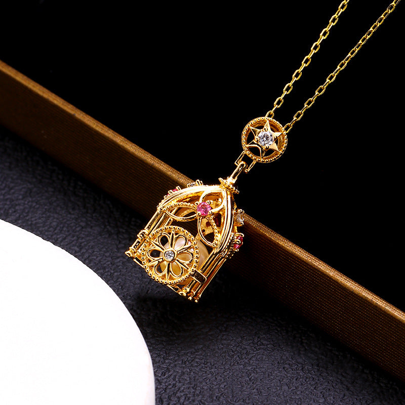 Fairy Tale Pumpkin Carriage Birdcage Necklace
