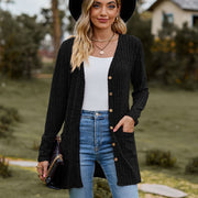 women's brushed stripe long sleeve cardigan coat - MRSLM